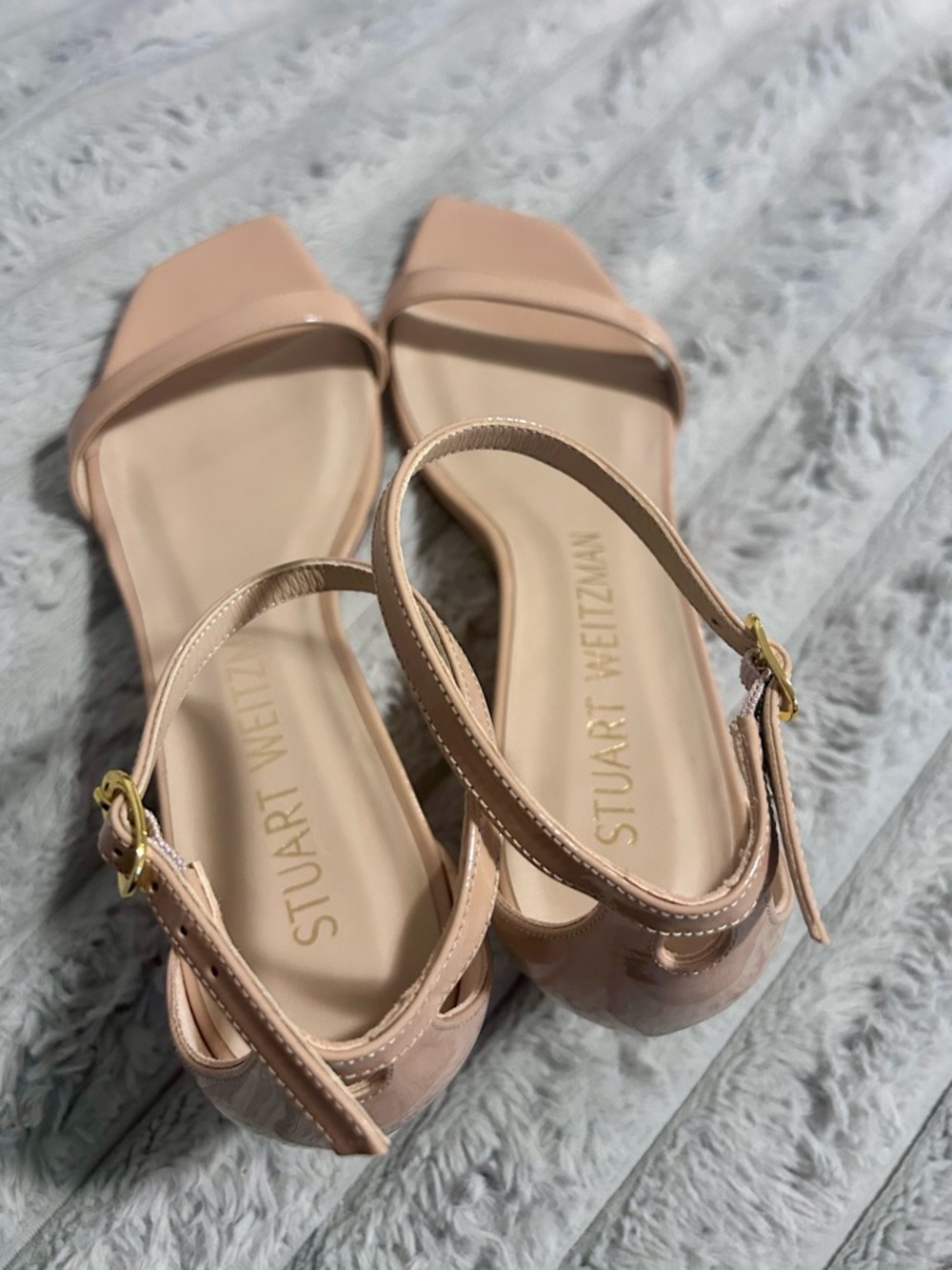 Stuart Weitzman Nude Patent Ankle-Strap Heels - Picture 5 of 6